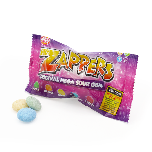 Zed Candy Zappers Original Mega Sour Gum 50g 50p PMP - 24 x 50g Bags