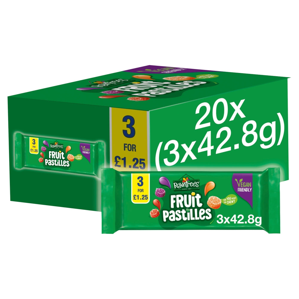 Rowntree's Fruit Pastilles Vegan Friendly Sweets Multipack 3 Pack 42. 8g PMP £1. 25 - 20 x (3 x 42. 8g Rolls)