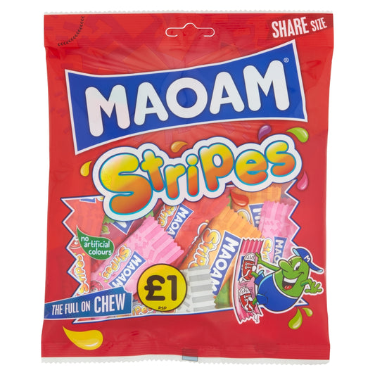 Maoam Stripes Bag 140g £1 PMP - 14 x 140g Bags