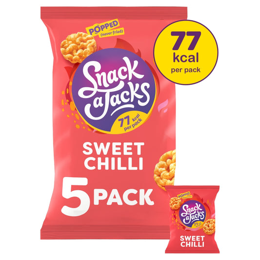 Snack a Jacks Sweet Chilli Rice Cakes Crisps 5 Pack - 6 x (5 x 19g)