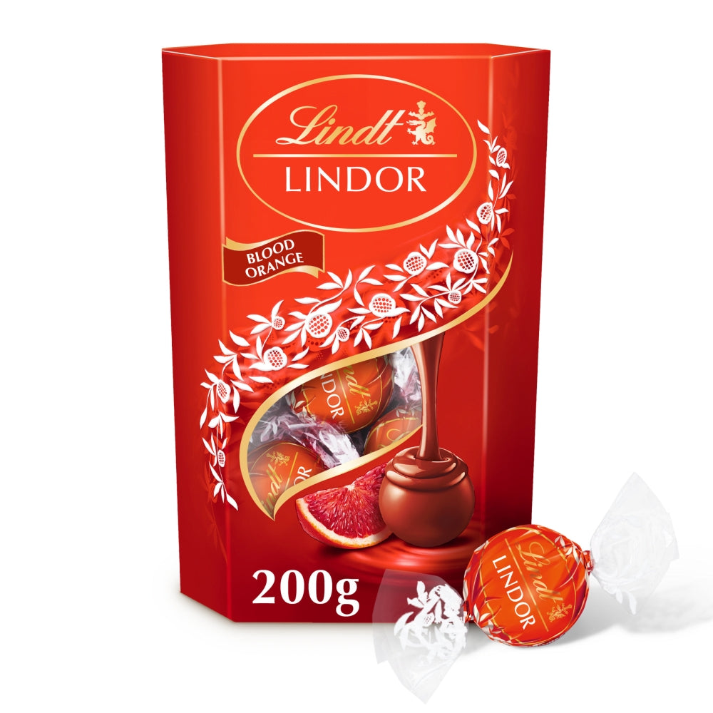 Lindt Lindor Blood Orange Milk Chocolate Truffles Box 200g - 1 x 200g Box