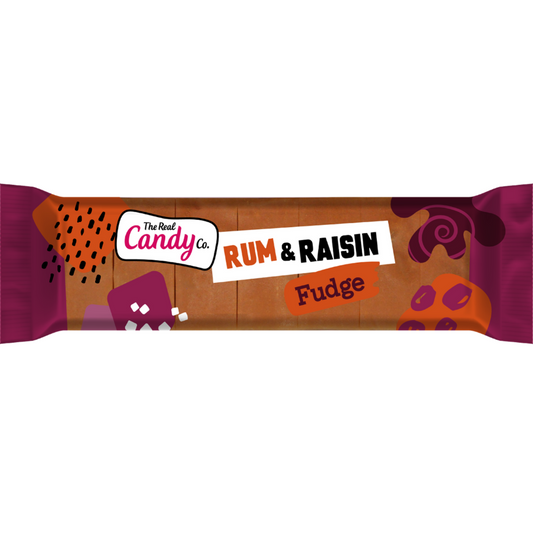 The Real Candy Co. Rum & Raisin Fudge Bar 130g - 16 x 130g Bars