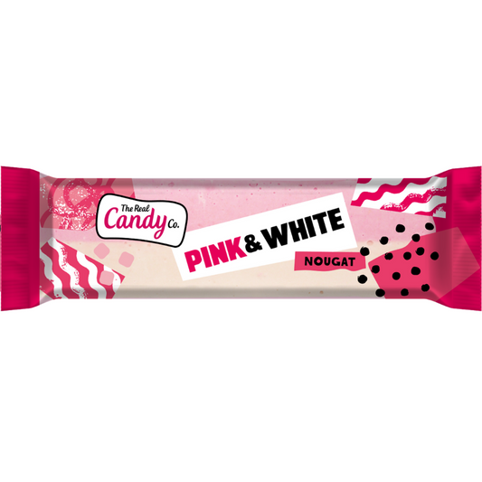 The Real Candy Co. Pink & White Nougat Bars 130g - 16 x 130g Bars