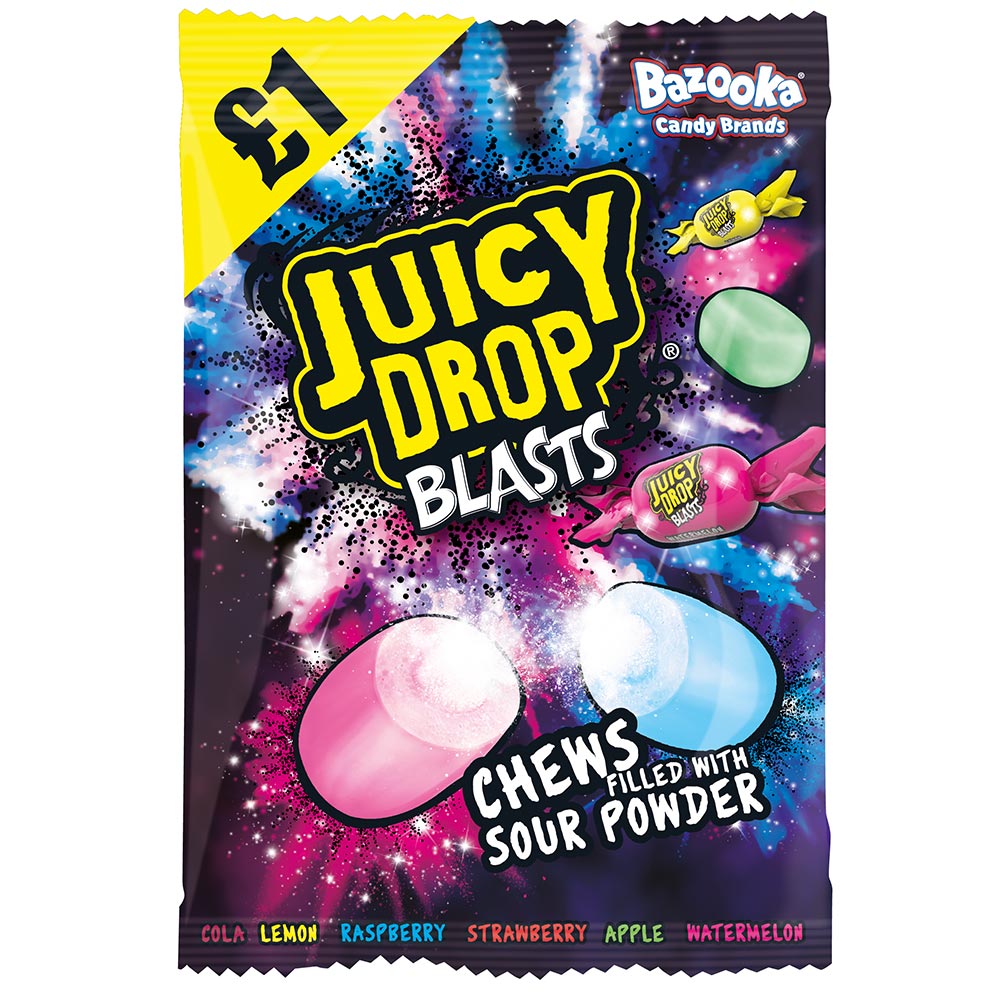 Bazooka Juicy Drop Blasts Bag 120g £1 PMP - 12 x 120g Bags