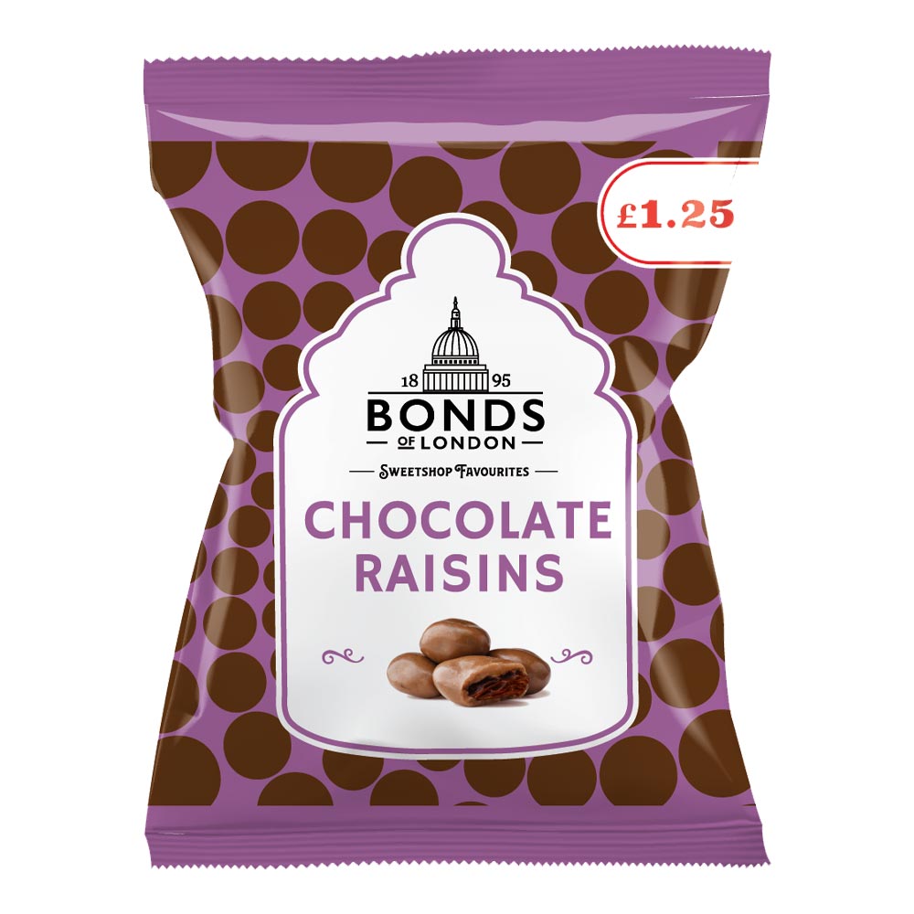 Bonds Chocolate Raisins Bags 100g £1. 25 PMP - 12 x 100g Bags