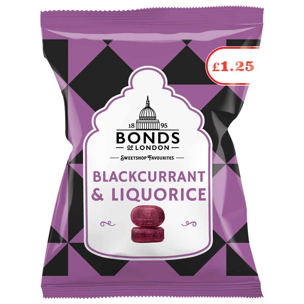 Bonds Blackcurrant & Liquorice 120g £1. 25 PMP - 12 x 120g Bags
