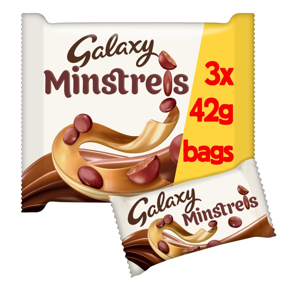 Galaxy Minstrels Milk Chocolate Buttons 3 Pack Multipack 126g - 12 x (3 x 42g) Multipacks