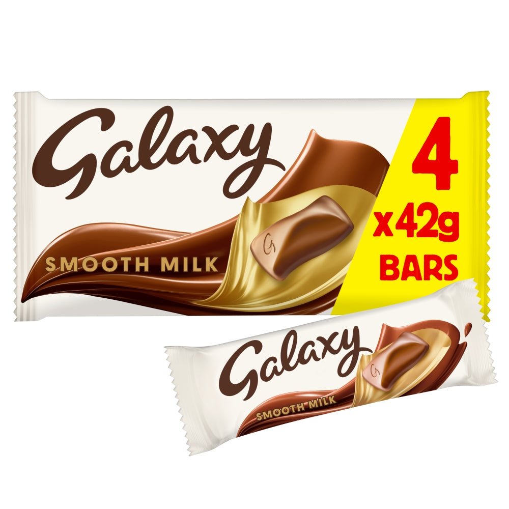 Galaxy Smooth Milk Chocolate Snack Bars Multipack Vegetarian 4x42g - 15 x 168g Multipacks