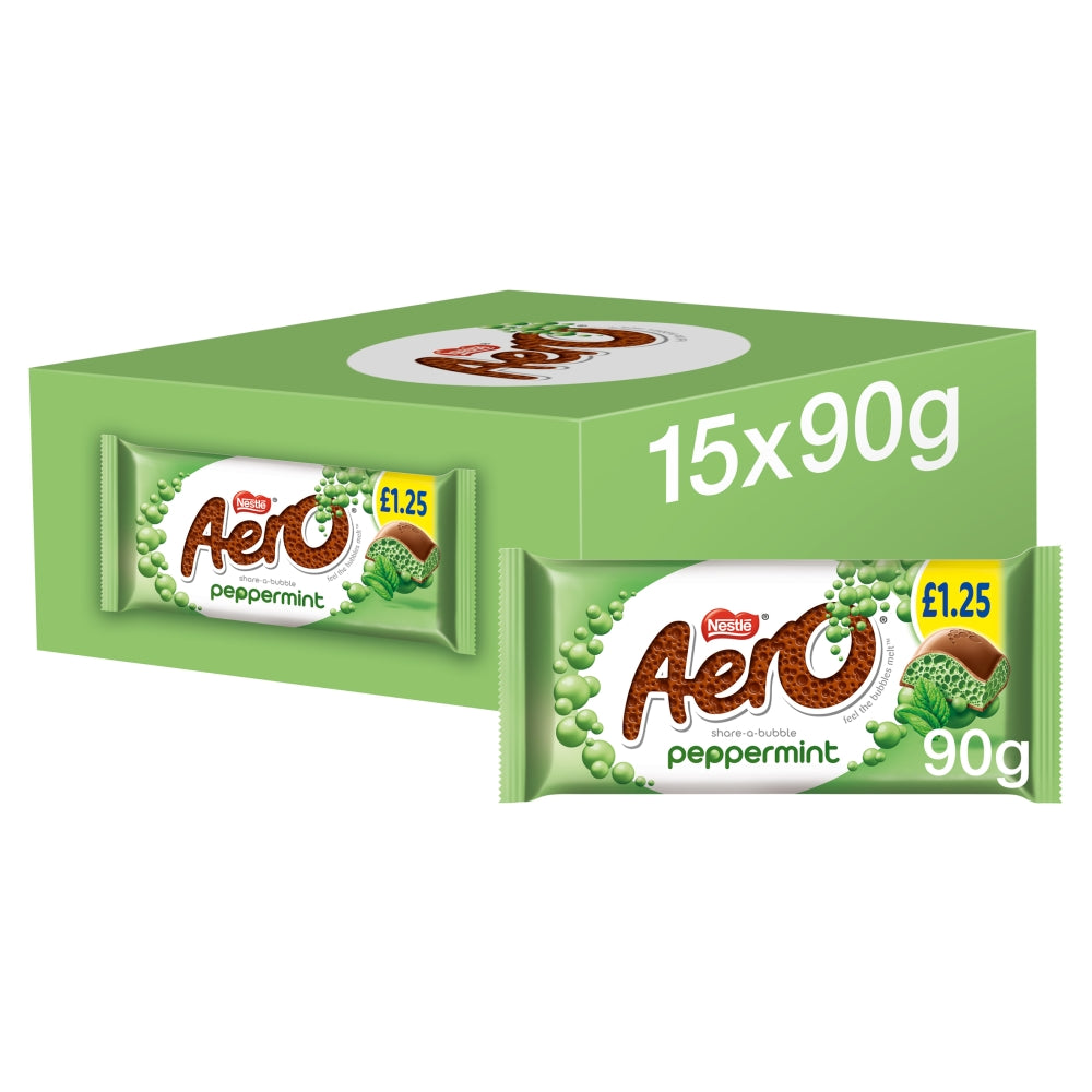 Aero Peppermint Mint Chocolate Sharing Bar 90g PMP £1. 25 - 15 x 90g Bars