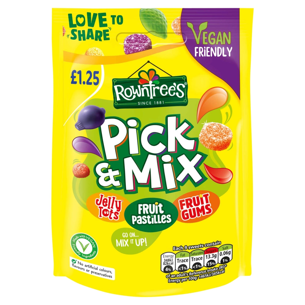 Rowntree's Pick & Mix Vegan Friendly Sweets Sharing Bag 120g £1. 25 PMP - 10 x 120g Bags