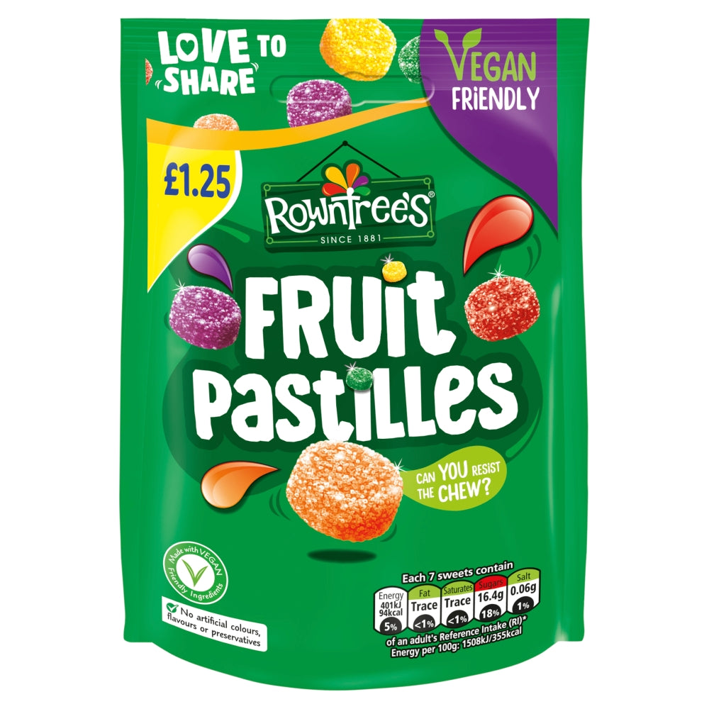 Rowntree's Fruit Pastilles Vegan Friendly Sweets Sharing Bag 114g £1. 25 PMP - 10 x 114g Bags