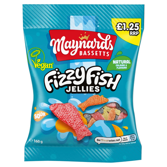 Maynards Bassetts Fizzy Fish Jellies 160g £1. 25 PMP - 12 x 160g Bags