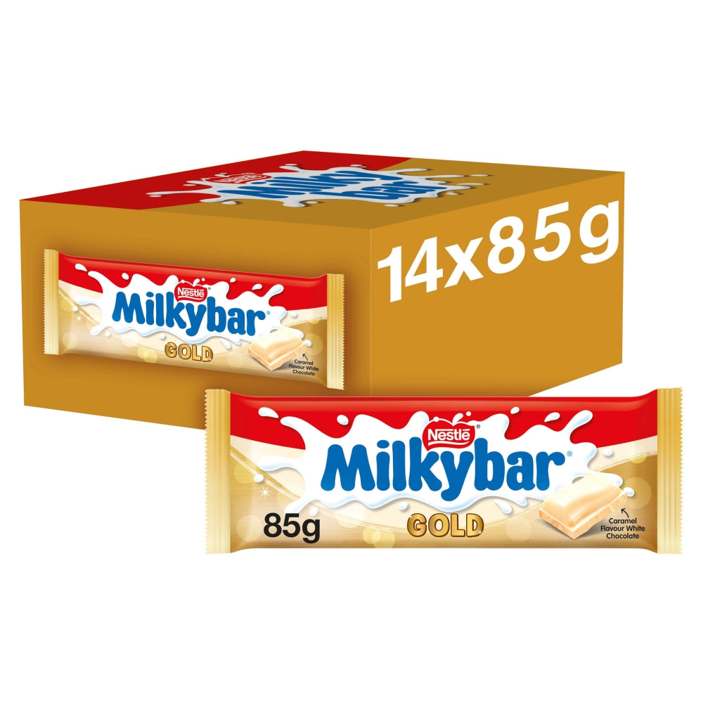 Milkybar Gold Caramel Flavour White Chocolate Sharing Bar 85g - 14 x 85g Bar