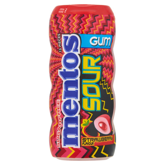 Mentos Sour Gum Strawberry Flavour 30g - 10 x 30g Packs
