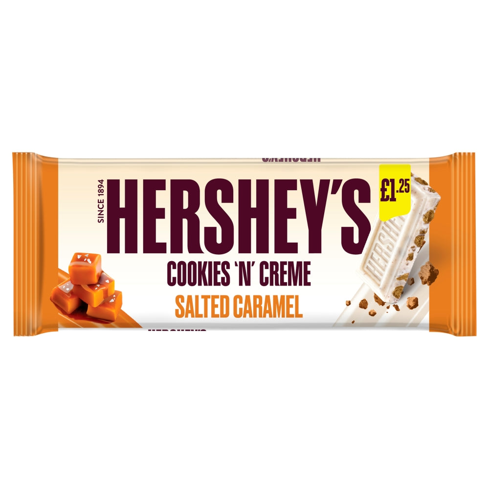 Hershey's Cookies 'N' Creme Salted Caramel Chocolate Bar 90g £1. 25 PMP - 24 x 90g Bars