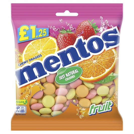 Mentos Chewy Dragees Fruit 135g £1. 25 PMP - 12 x 135g Bags