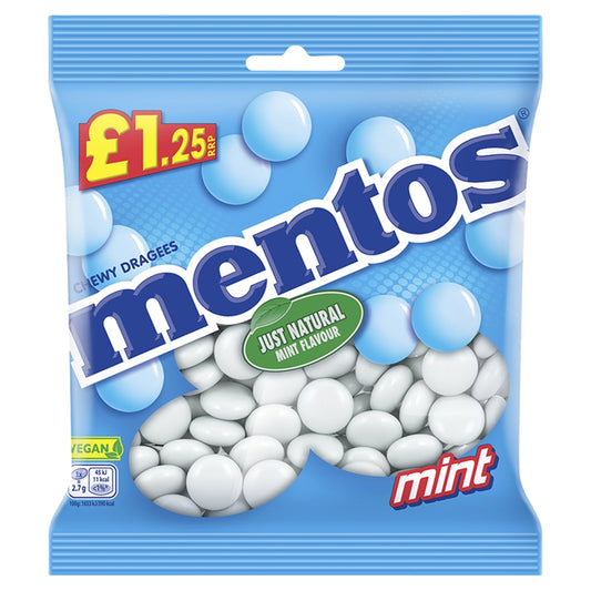 Mentos Chewy Dragees Mint Flavour Bag 135g £1. 25 PMP - 12 x 135g Bags