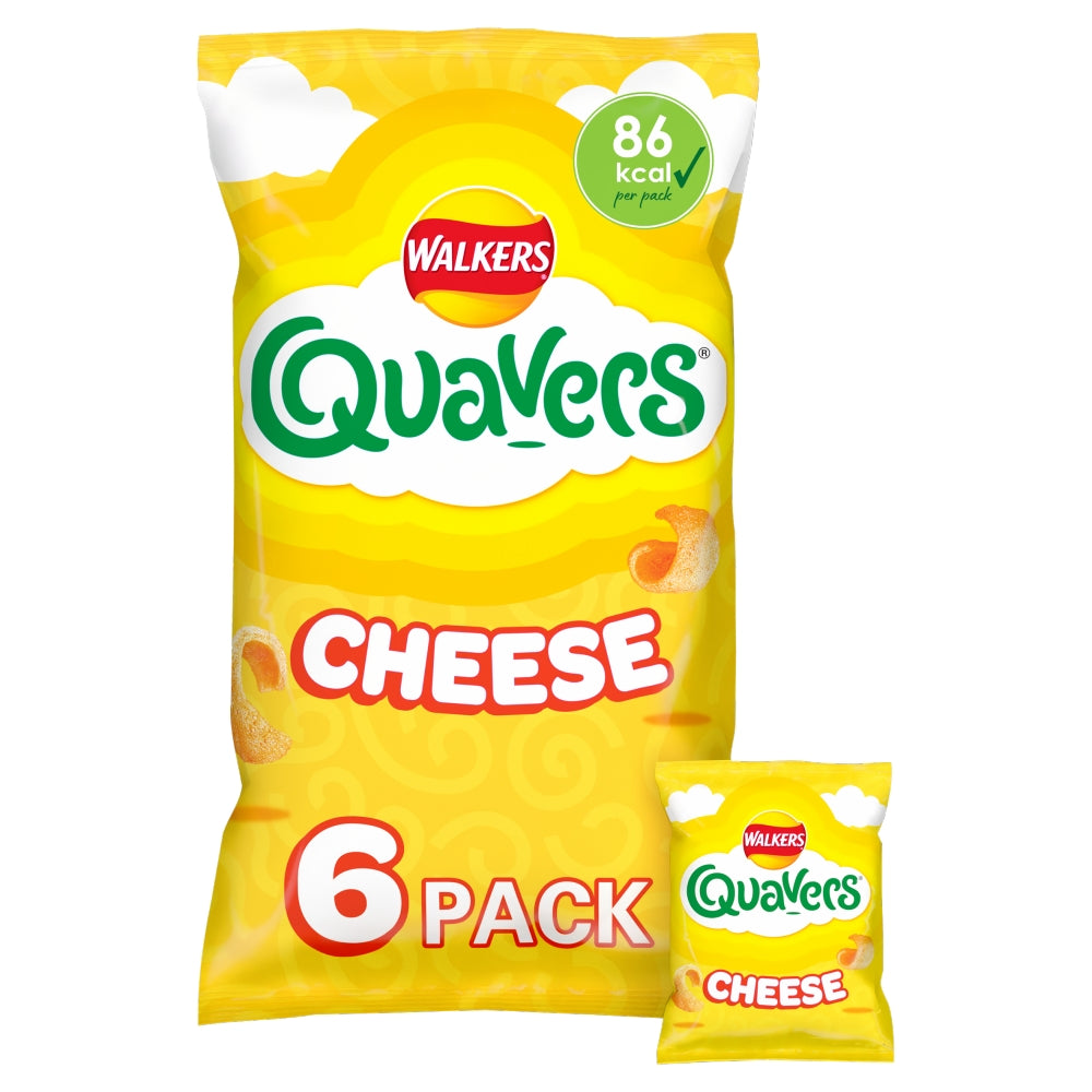 Walkers Quavers Cheese Snacks Crisps 6 Pack - 30 x (6 x 16g)