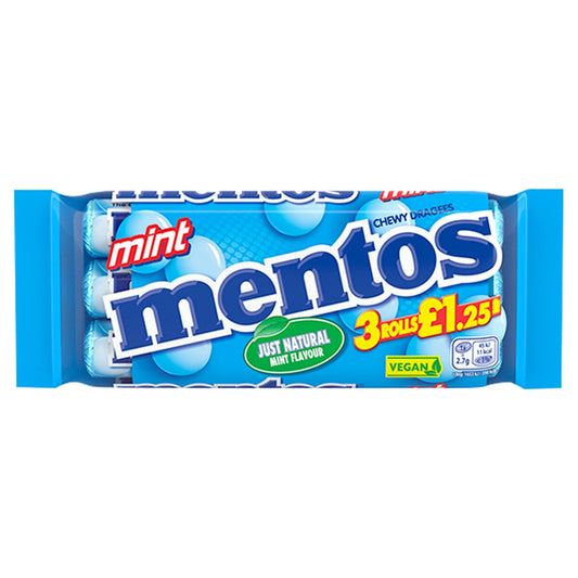 Mentos Chewy Dragees Mint 3 Pack 114g £1. 25 PMP - 25 x (3 x 38g Rolls)
