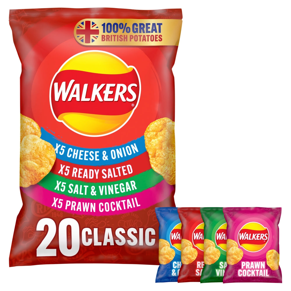 Walkers Classic Variety Crisps 20 Pack Multipack 500g - 1 x (20 x 25g)