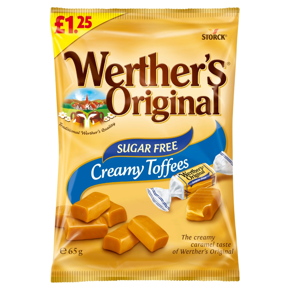 Werther's Original Sugar Free Creamy Toffees Bag 65g £1. 25 PMP - 12 x 65g Bags