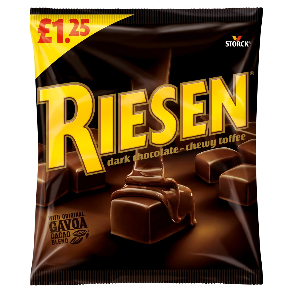 Riesen Dark Chocolate Chewy Toffee Bag 110g - 12 x 110g Bags