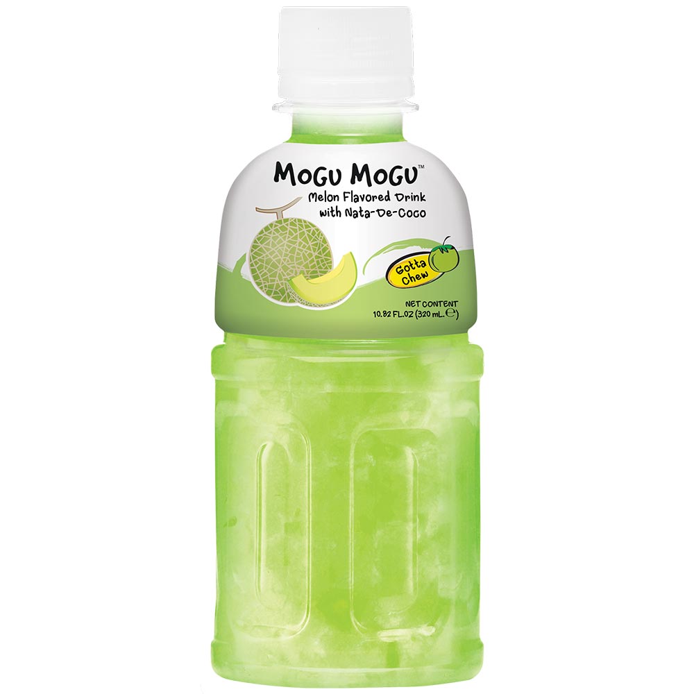 Mogu Mogu Melon Flavoured Drink with Nata de Coco Bottle 320ml - 6 x 320ml Bottles