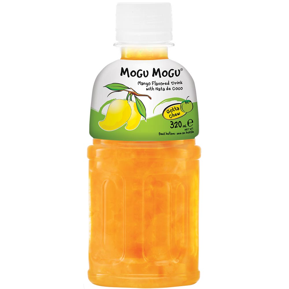 Mogu Mogu Mango Flavoured Drink with Nata de Coco Bottle 320ml - 6 x 320ml Bottles
