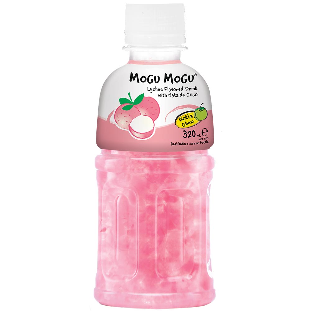Mogu Mogu Lychee Flavoured Drink with Nata de Coco Bottle 320ml - 6 x 320ml Bottles