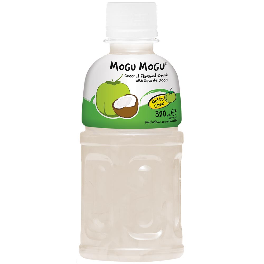 Mogu Mogu Coconut Flavoured Drink with Nata de Coco Bottle 320ml - 6 x 320ml Bottles