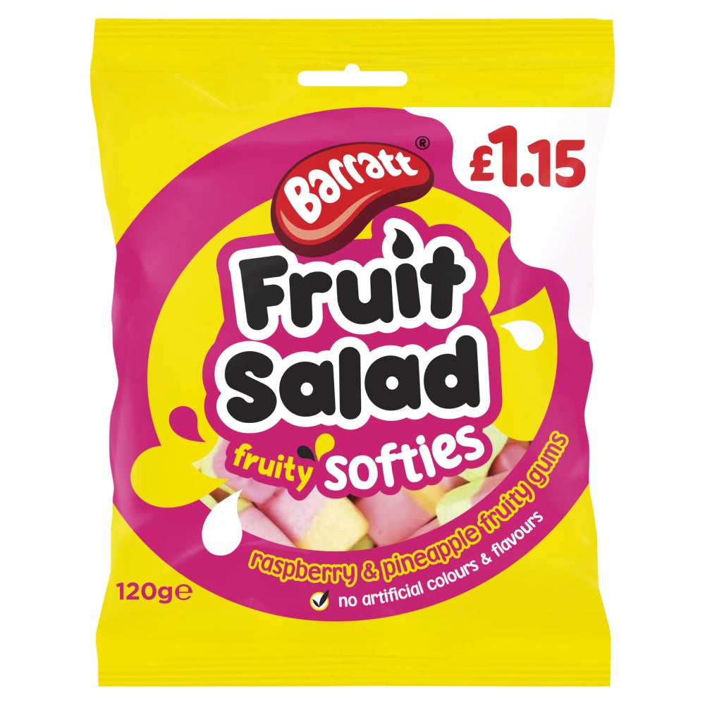 Barratt Fruit Salad Fruity Softies Bags 120g £1. 15 PMP - 12 x 120g Bags