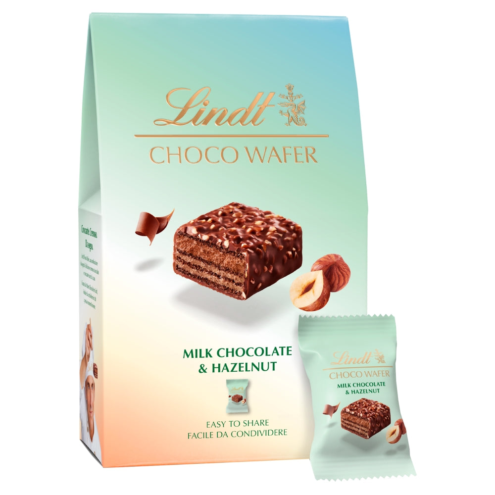 Lindt CHOCO WAFER Milk Chocolate & Hazelnut Sharing Box 135g - 1 x 135g Box
