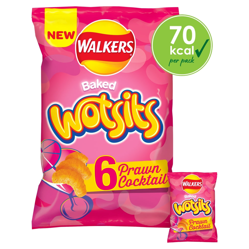 Walkers Wotsits Prawn Cocktail Snacks 6 Pack - 12 x (6 x 13. 5g)