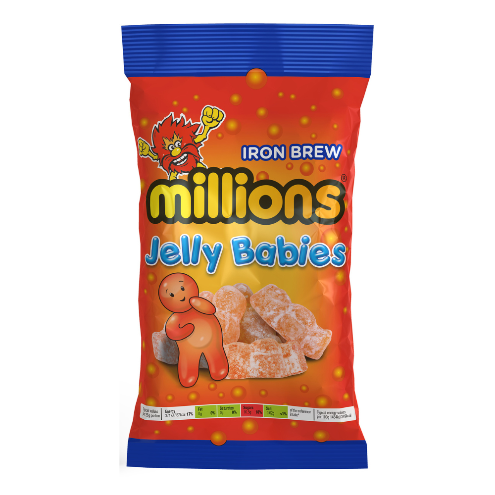 Millions Iron Brew Jelly Babies 180g - 10 x 180g Bags
