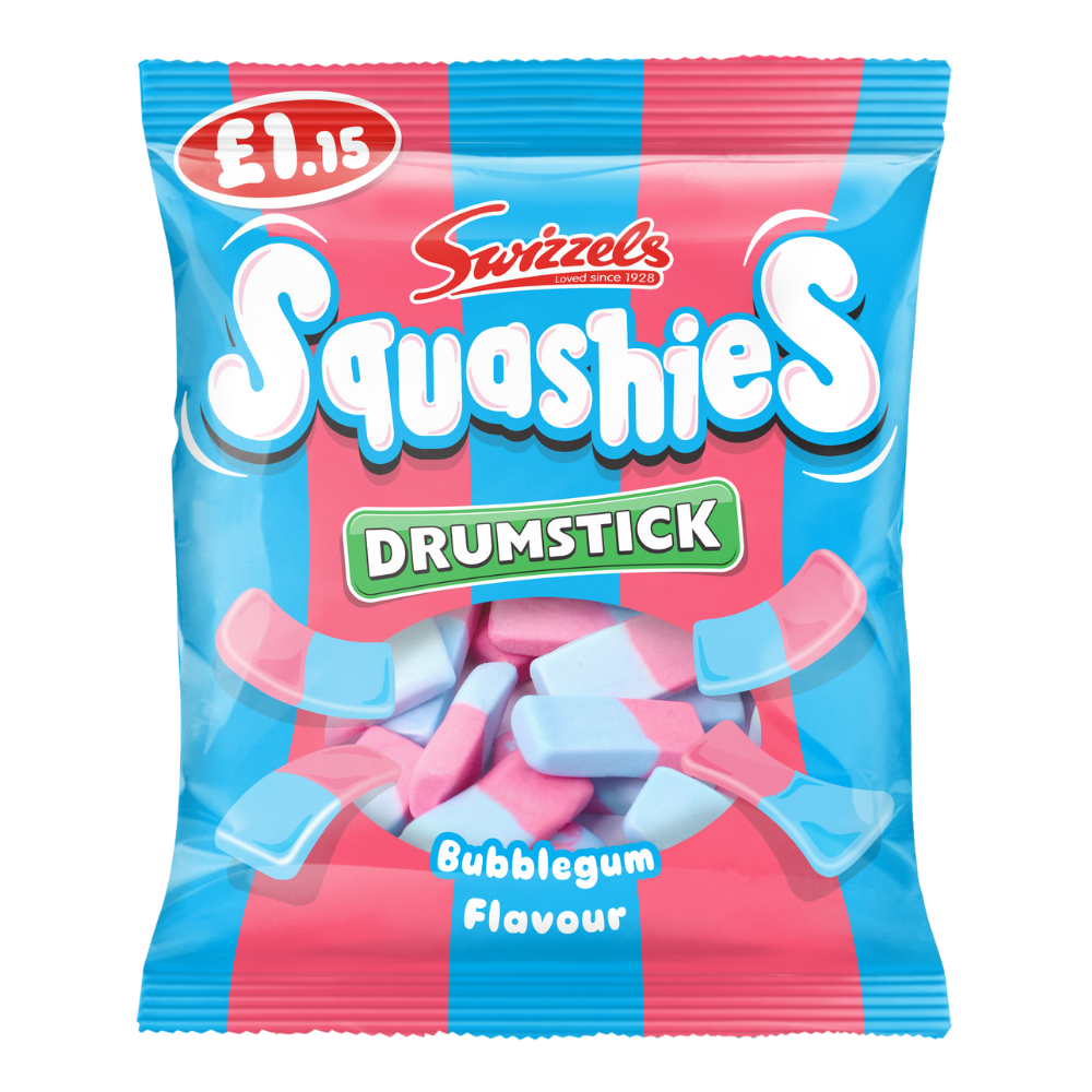 Swizzels Drumstick Squashies Bubblegum Flavour Bag 120g £1. 15 PMP - 12 x 120g Bags