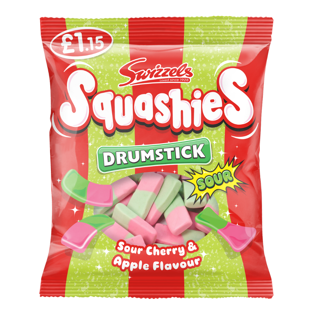 Swizzels Drumstick Squashies Sour Cherry & Apple Flavour Bag 120g £1. 15 PMP - 12 x 120g Bags