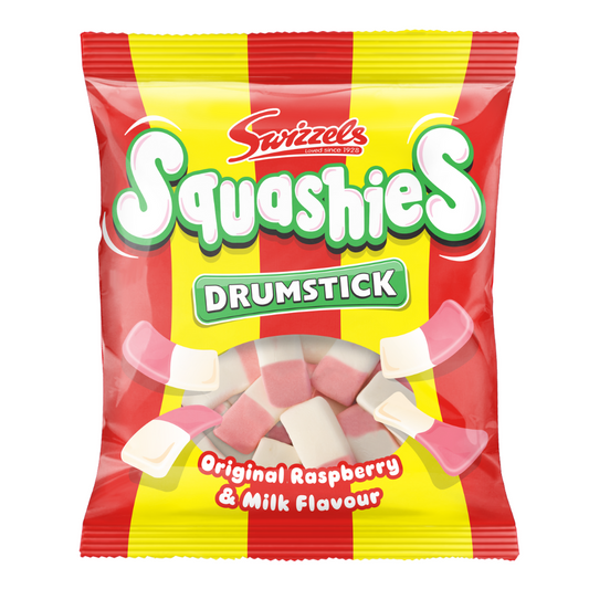 Swizzels Drumstick Squashies Original Raspberry & Milk Flavour Bag 120g - 12 x 120g Bags