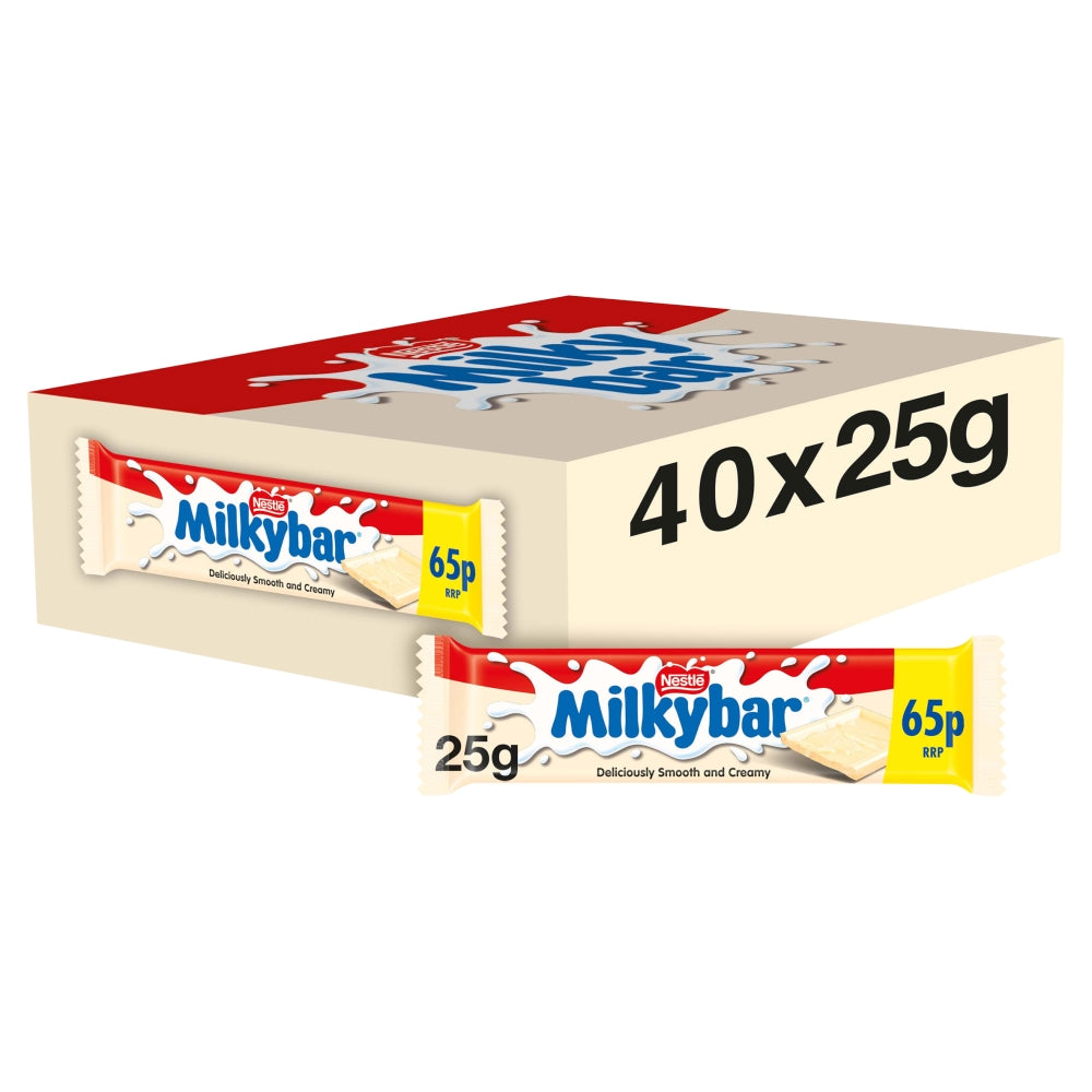 Milkybar White Chocolate Bar 25g PMP 65p - 40 x 25g Bars