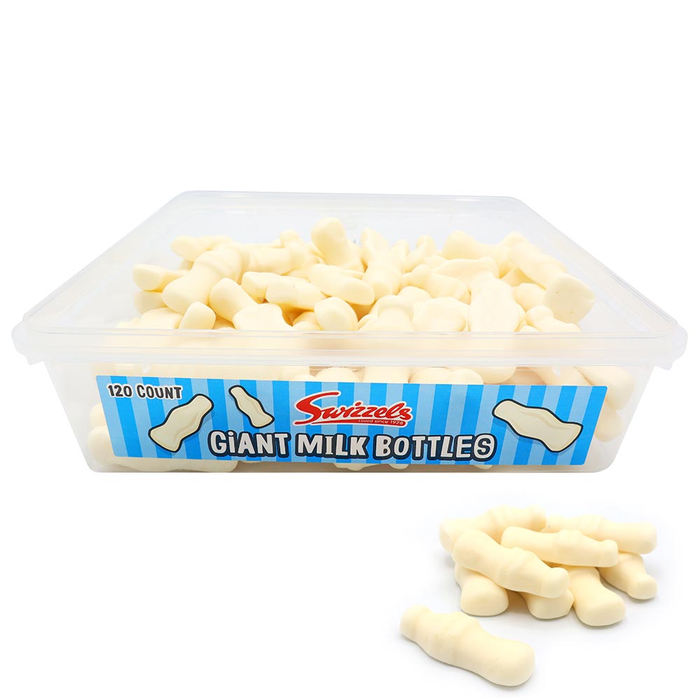 Swizzels Giant Milk Bottles Tub 576g - 1 x 576g Tub (Approx. 120 Sweets)