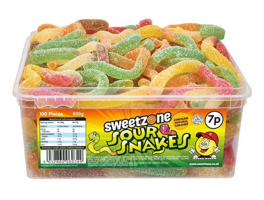 Sweetzone Sour Snakes 7p Tub 800g - 1 x 800g Tub