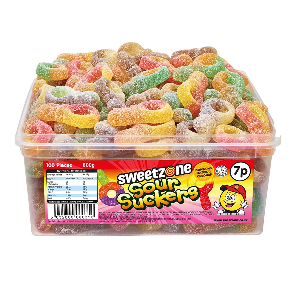 Sweetzone Sour Suckers 7p Tub 800g - 1 x 800g Tub