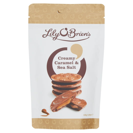 Lily O'Brien's Creamy Caramel & Sea Salt Discs Bag 120g - 6 x 120g Bags
