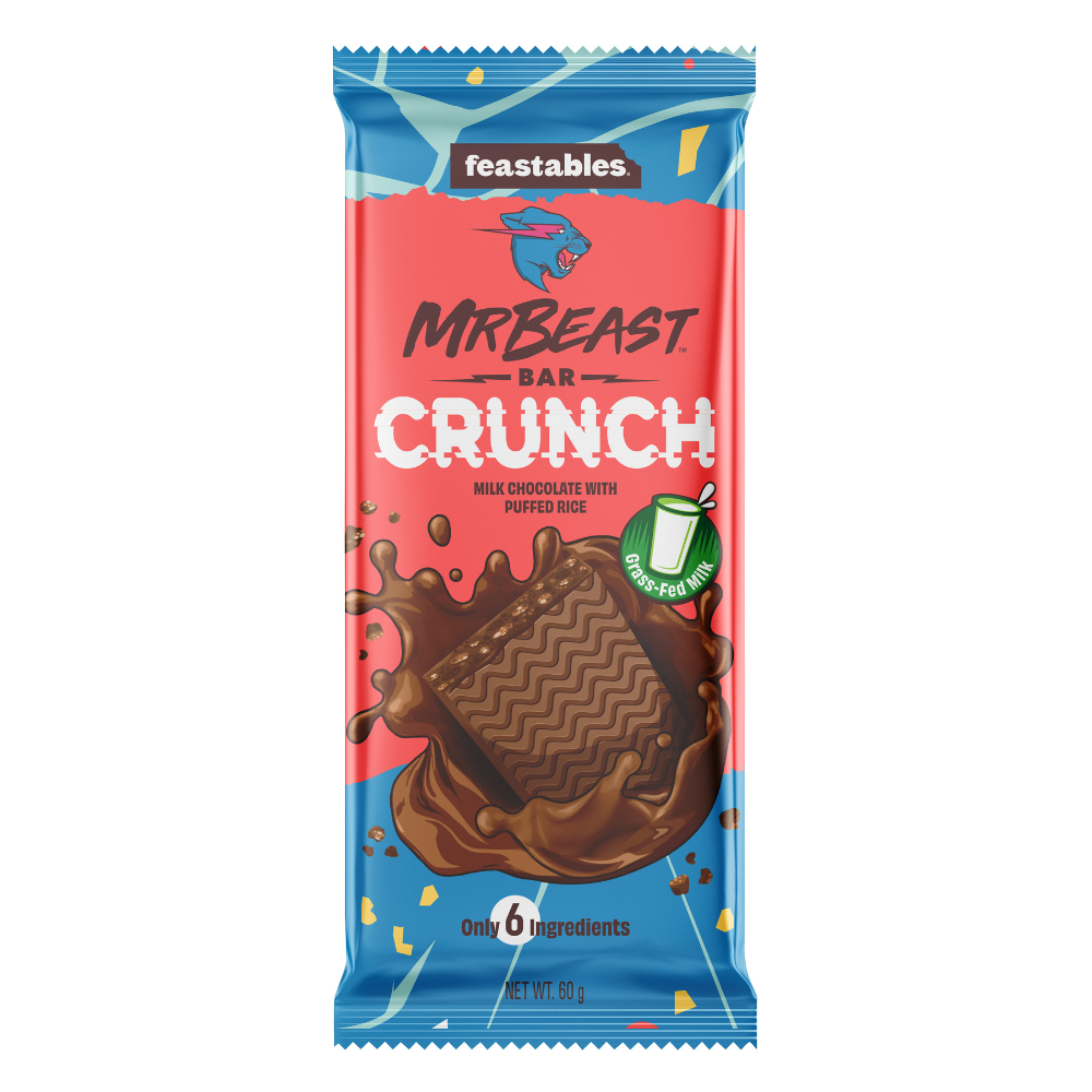 Feastables MrBeast Milk Chocolate Crunch Bar 60g - 10 x 60g Bars