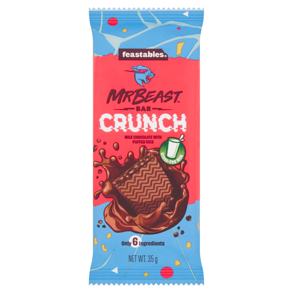Feastables MrBeast Crunch Milk Chocolate Bar 35g - 24 x 35g Bars