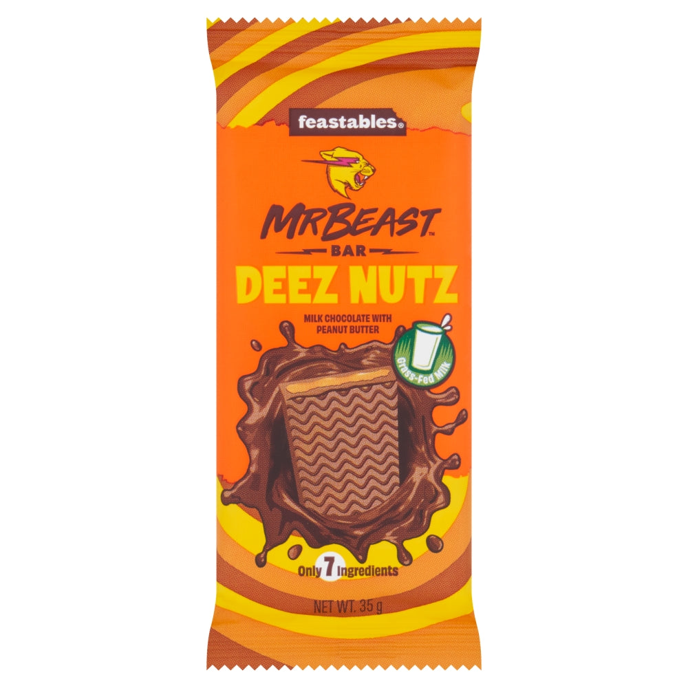Feastables Mr Beast Deez Nutz Milk Chocolate with Peanut Butter Bar 35g - 24 x 35g Bars