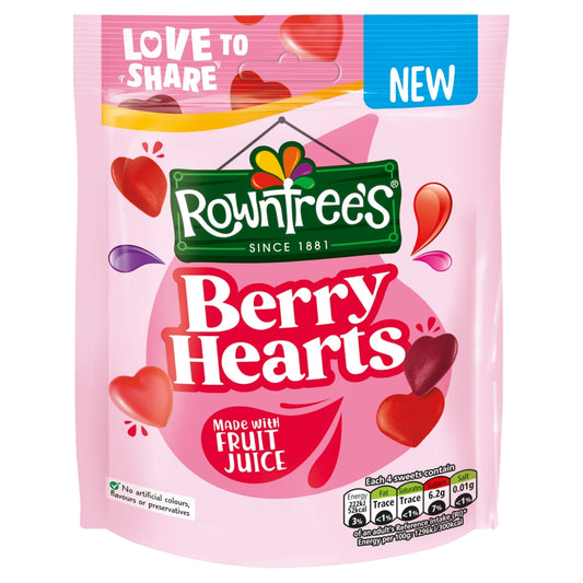 Rowntree's Berry Hearts Bag 115g - 10 x 115g Bags