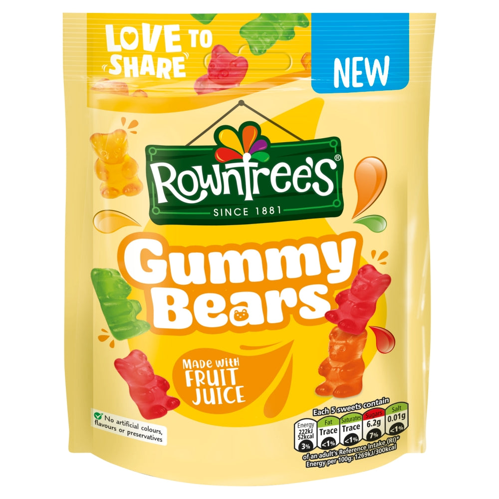 Rowntree's Gummy Bears Bag 115g - 10 x 115g Bags