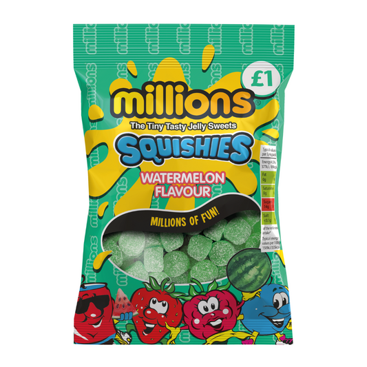 Millions Squishies Watermelon Bag 120g £1 PMP - 12 x 120g Bags