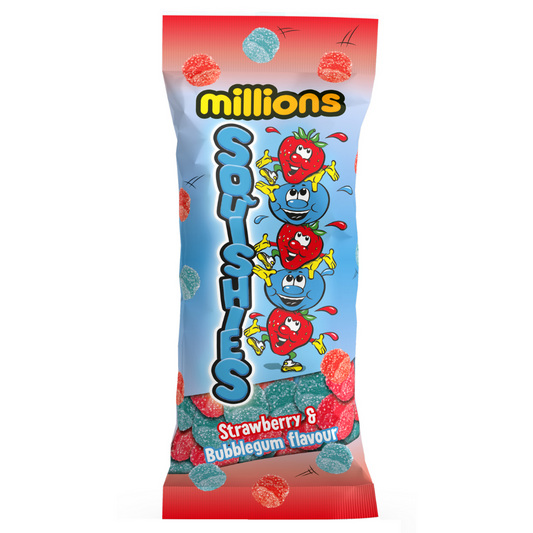 Millions Squishies Strawberry and Bubblegum Bag 150g - 24 x 150g Bags