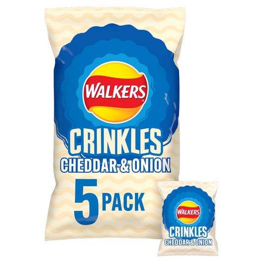Walkers Crinkles Cheddar Cheese & Onion 5 Packs - 18 x (5 x 23g)